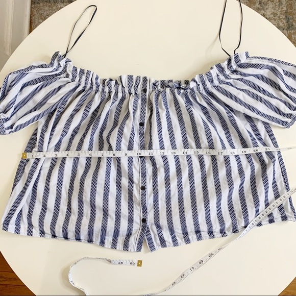 ZARA Trafaluc Collection Off Shoulder Stripe Crop Top Women’s Size Medium - Picture 3 of 5